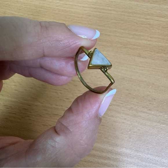 Artisan Gold Brass Triangle Moonstone Ring Size 9 - Picture 8 of 11